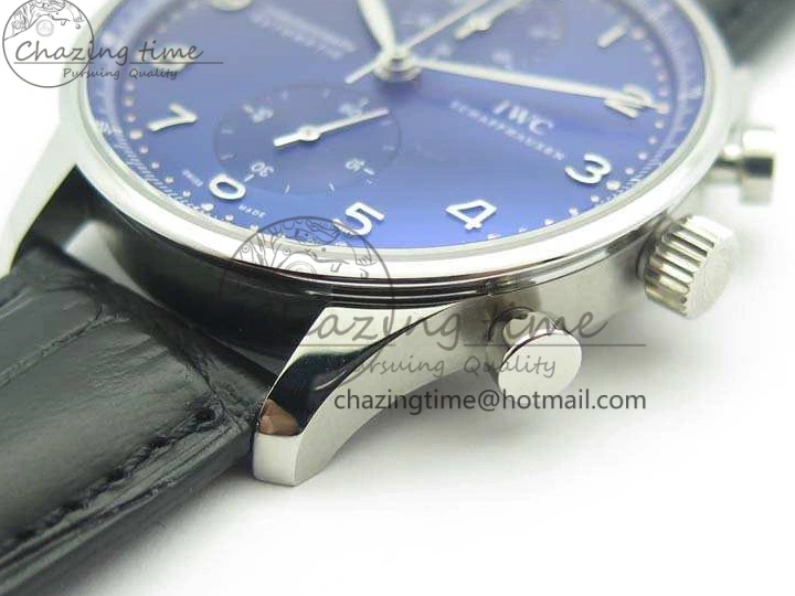 MIROTIME 0524 MoistureWicking Portuguese IW371491 ZF 1:1 Best Edition SS Blue Dial On Leather Strap A79350 (Slim Movement) V 7221